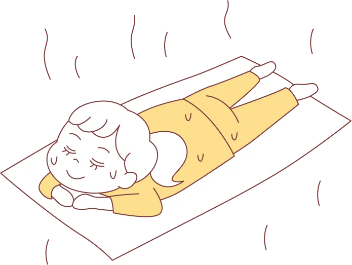 在岩盘浴中放松的女性